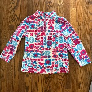 Hanna Anderson girls printed fleece pullover, Size 8